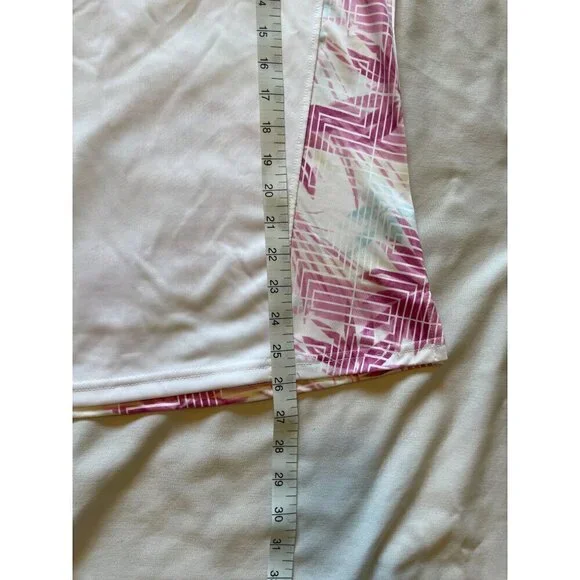 Pebble Beach XL Dry-Luxe Performance Sleeveles Polo Shirt Top White Pink Stretch - Picture 13 of 14